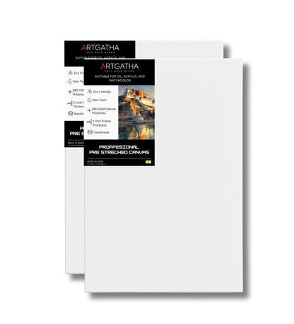 Professional Pre Stretched Canvas 380 GSM (11 Oz) | 100% cotton | Artist Grade | Multiple Sizes