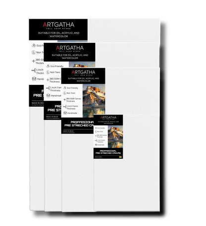 Professional Pre Stretched Canvas 380 GSM (11 Oz) | 100% cotton | Artist Grade | Multiple Sizes