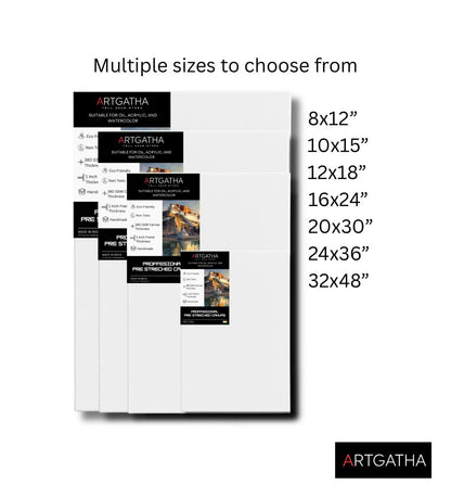 Professional Pre Stretched Canvas 380 GSM (11 Oz) | 100% cotton | Artist Grade | Multiple Sizes