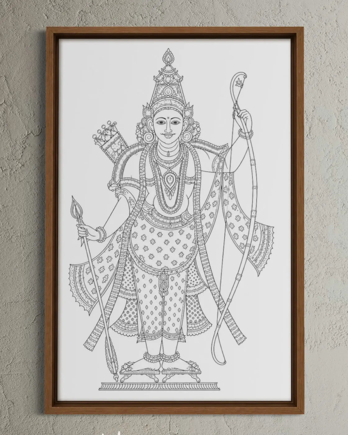 Rama's Tribhanga Pose Pichwai Pre-Drawn Canvas Painting for Coloring | 12 Free Colors & Brush Included