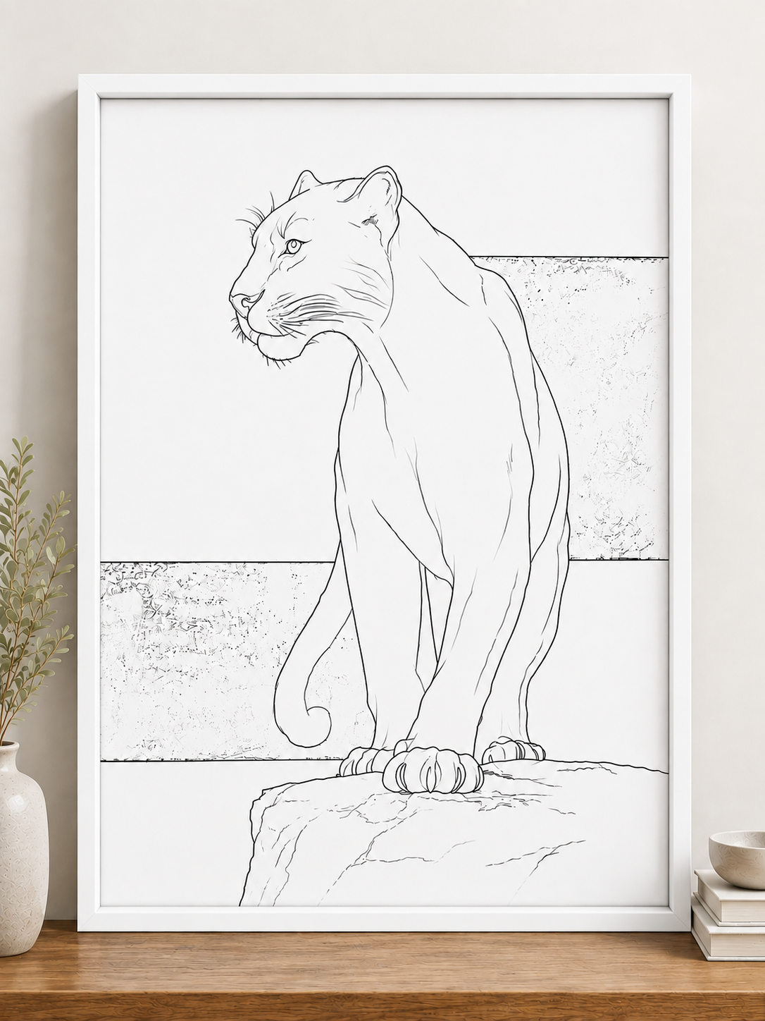 Panther in Black Modern Abstract Canvas Kit
