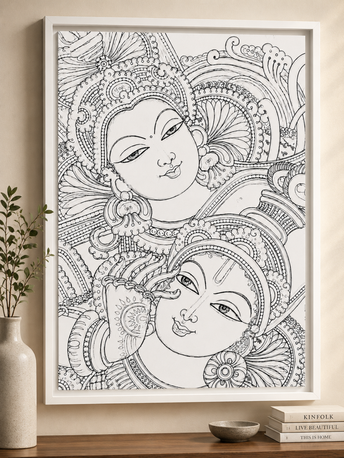Radha Krishna Kerala Mural Canvas Kit