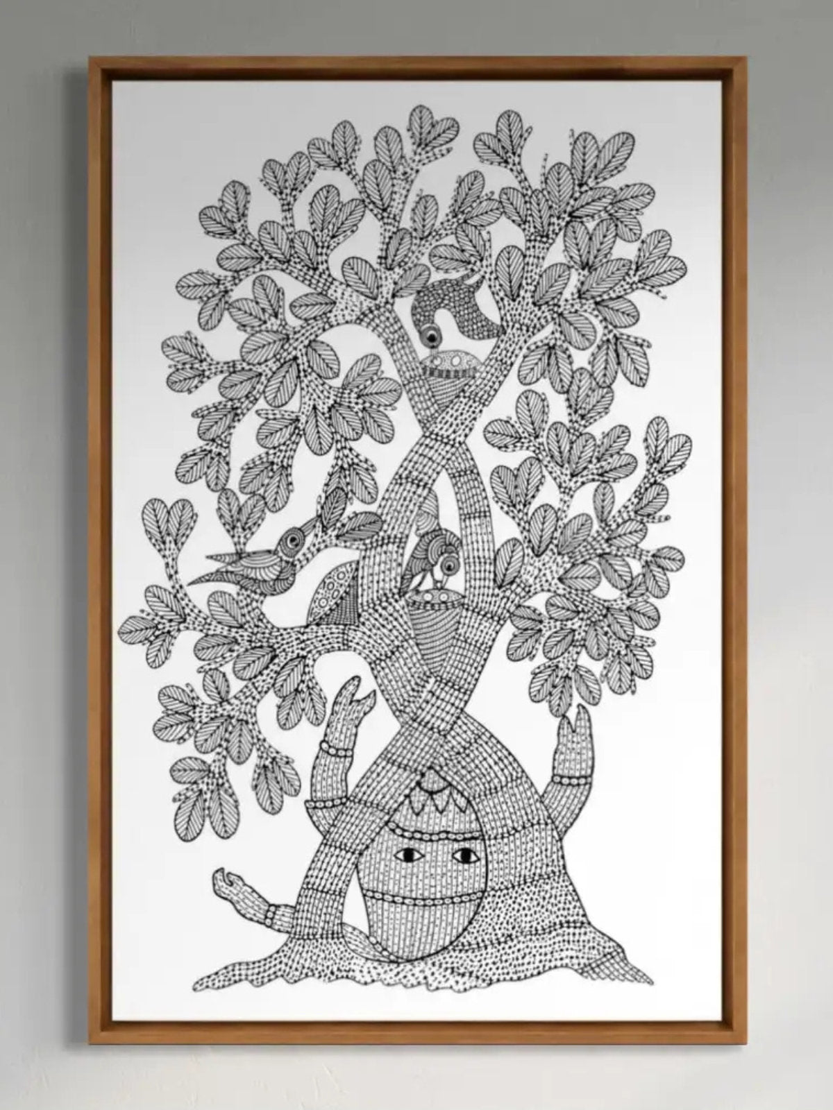Bird Gond Art Pre-Drawn Canvas Kit