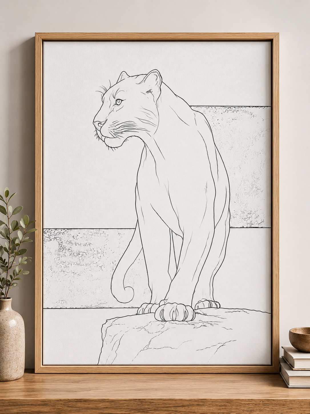Panther in Black Modern Abstract Canvas Kit