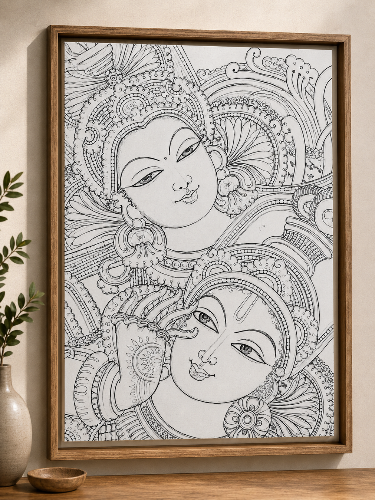 Radha Krishna Kerala Mural Canvas Kit