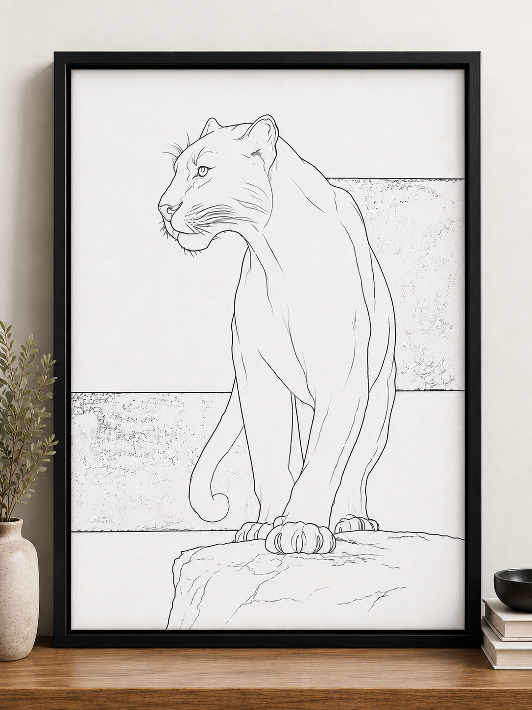 Panther in Black Modern Abstract Canvas Kit