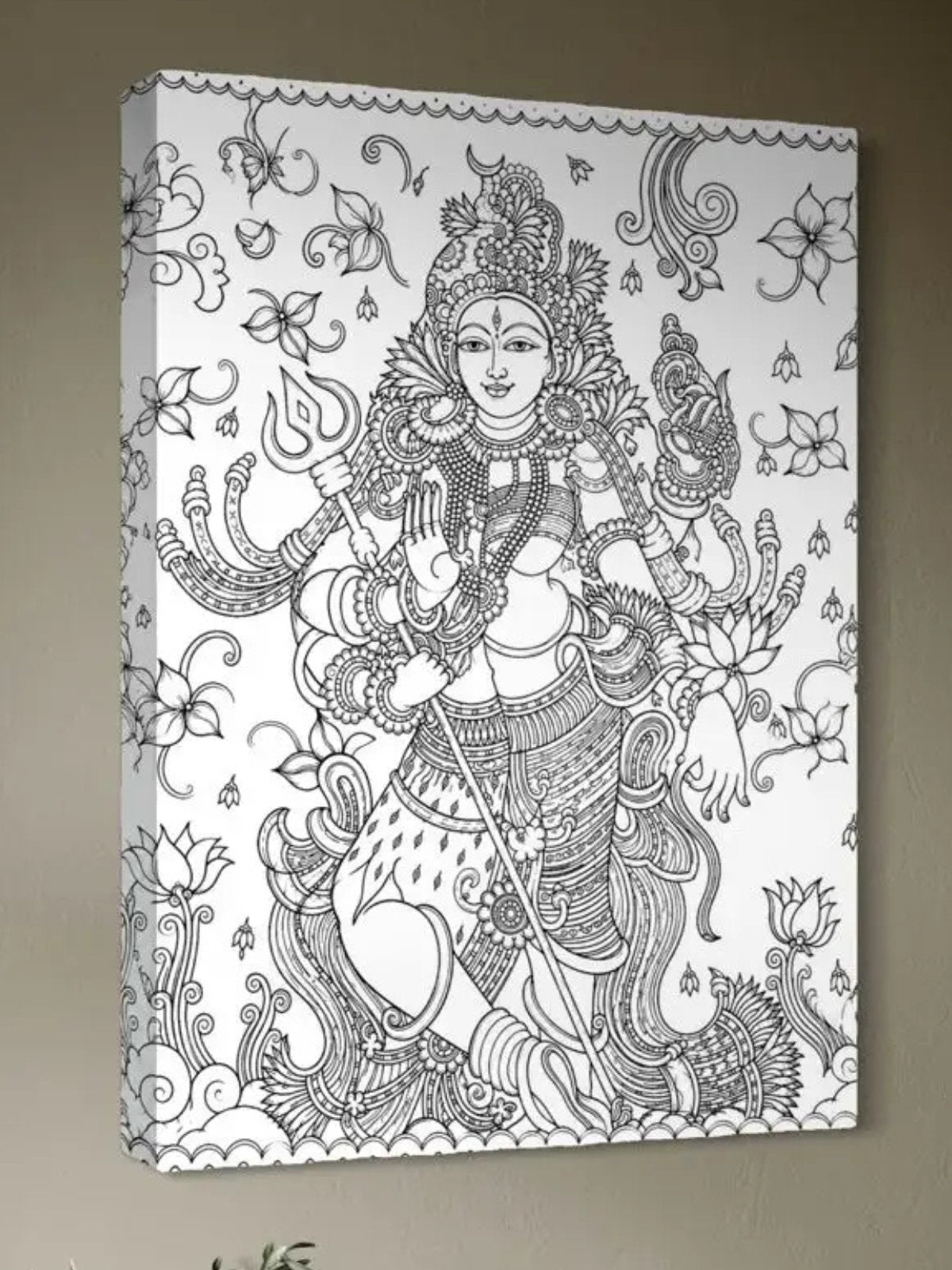 Ardhanarishvara Kerala Mural Pre-Drawn Canvas Kit