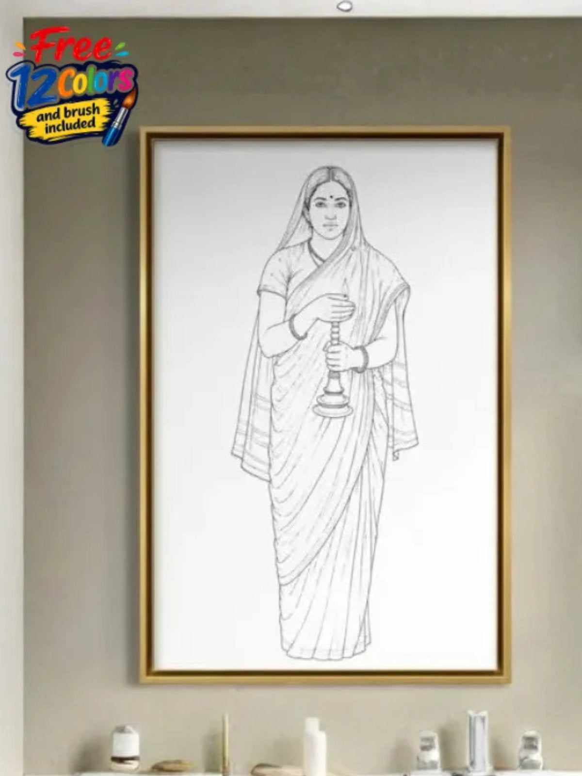 Lady with the Lamp by Raja Ravi Varma Canvas Kit