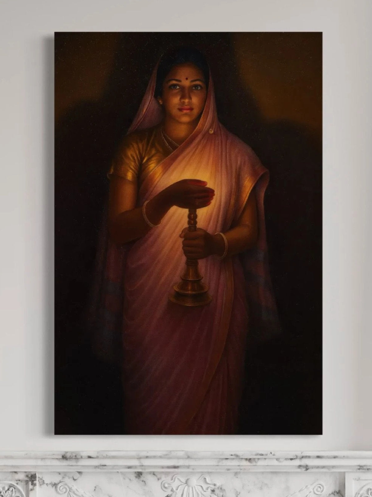 Lady with the Lamp by Raja Ravi Varma Canvas Kit