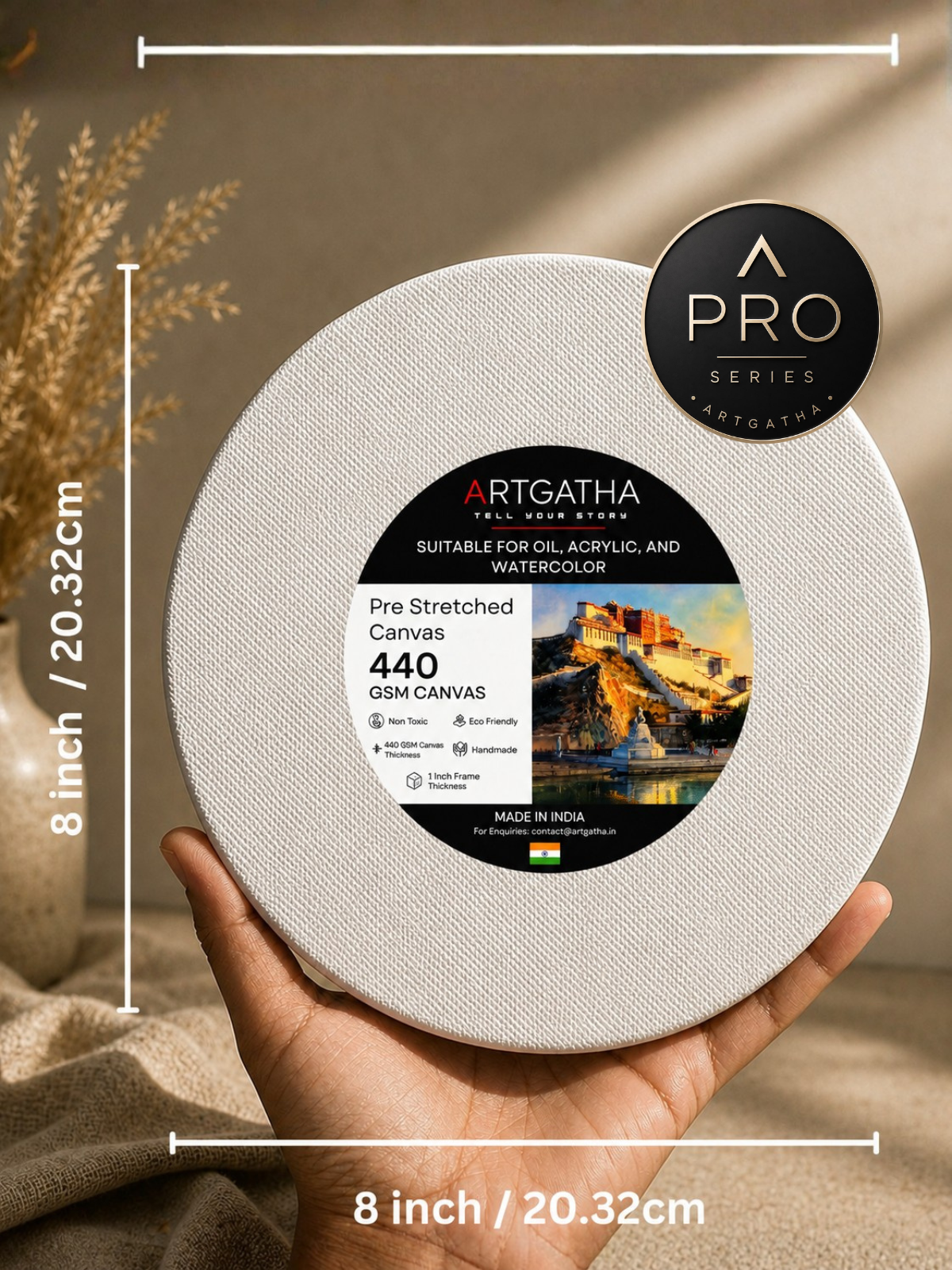 Pro Series Round Professional 440 GSM Pre-Stretched Canvas