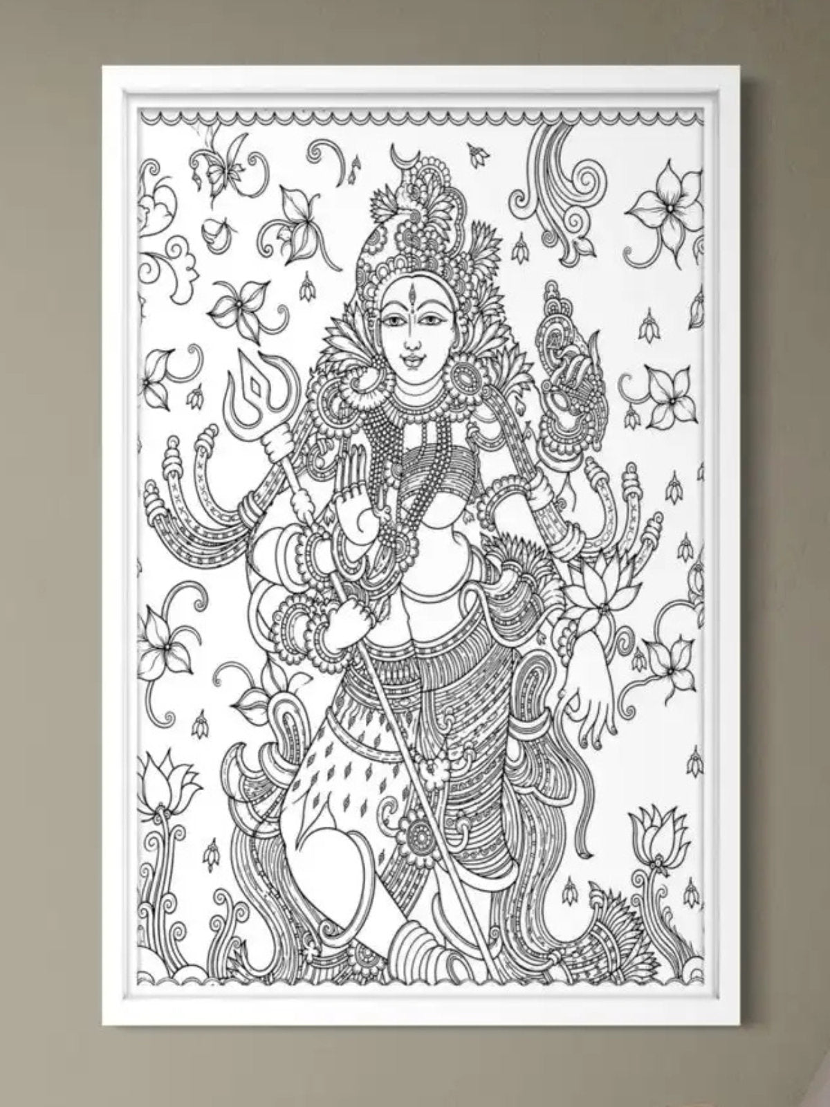Ardhanarishvara Kerala Mural Pre-Drawn Canvas Kit